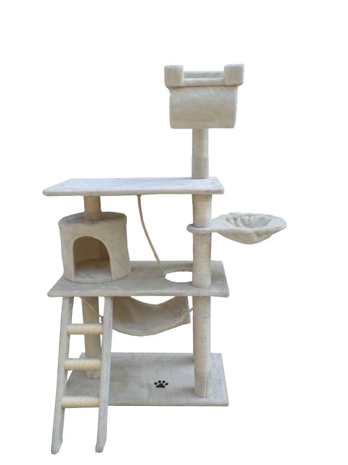 140cm Cat Tree with Hammock, Ladders, Sisal Poles - YES4PETS