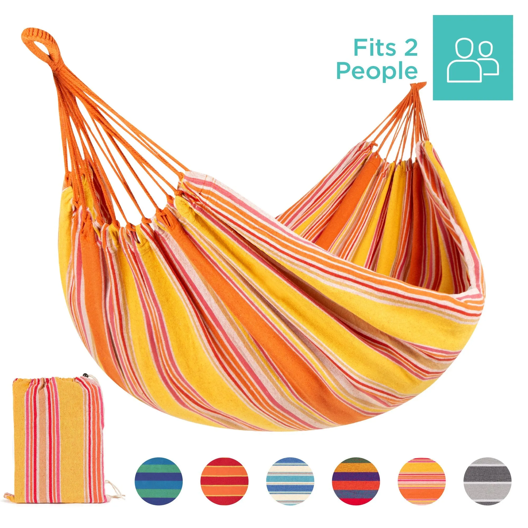 2-Person Brazilian-Style Double Hammock w/ Portable Carrying Bag