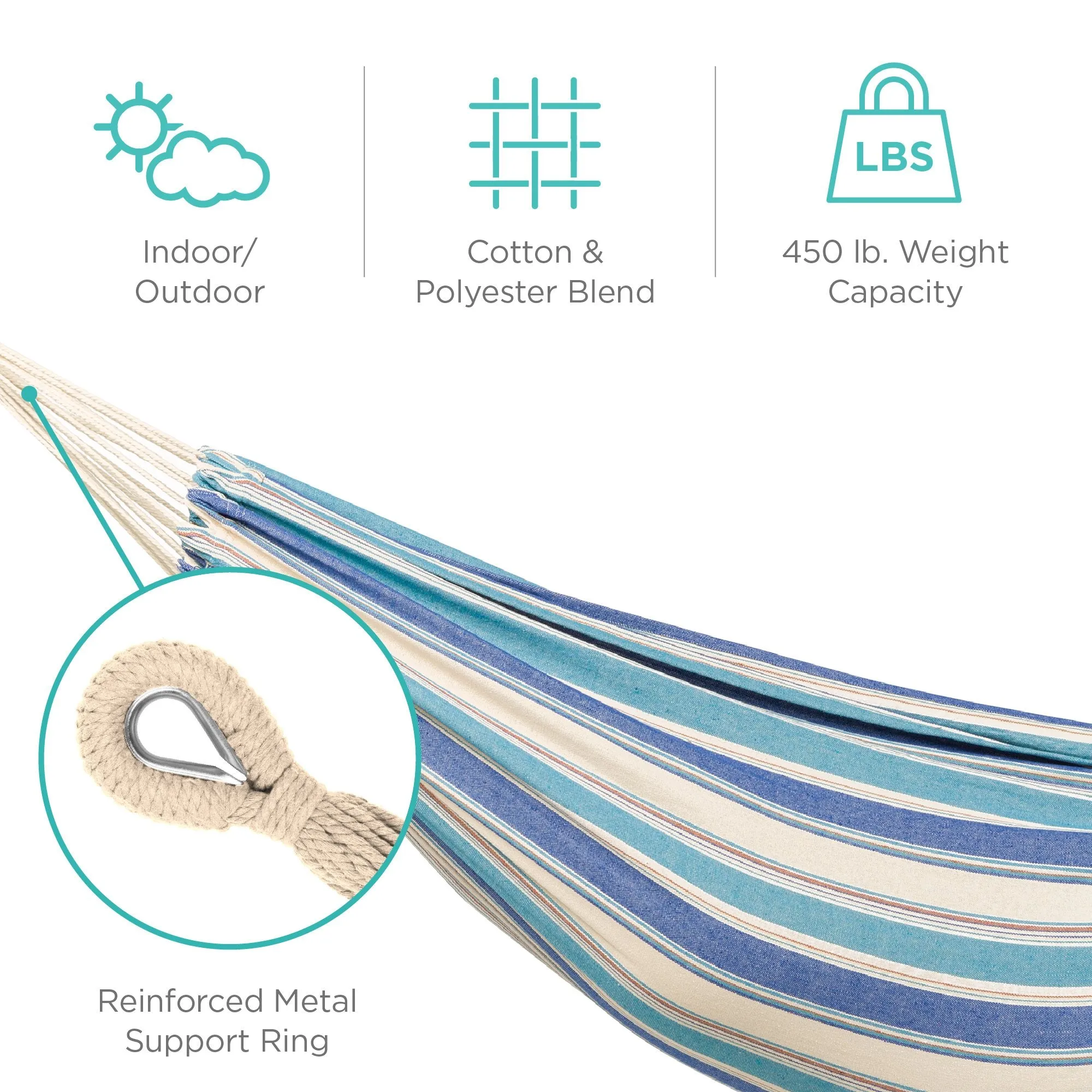 2-Person Brazilian-Style Double Hammock w/ Portable Carrying Bag