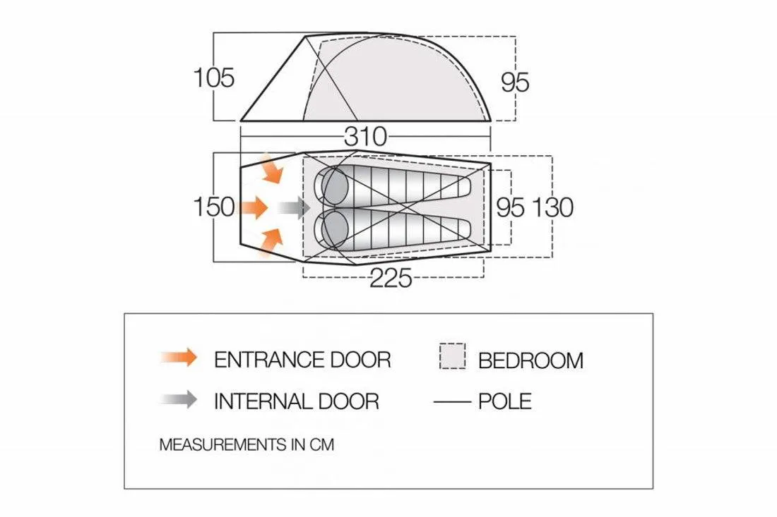 2 Person Tent - Apex Geo 200 - 3.20kg by Vango