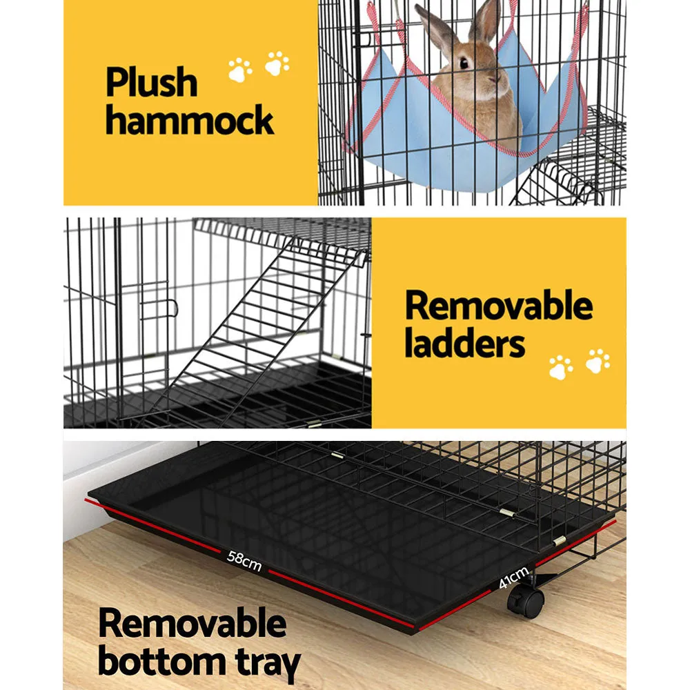 3-Level Rabbit Cage Hutch w/ Hammock & Trays - i.Pet