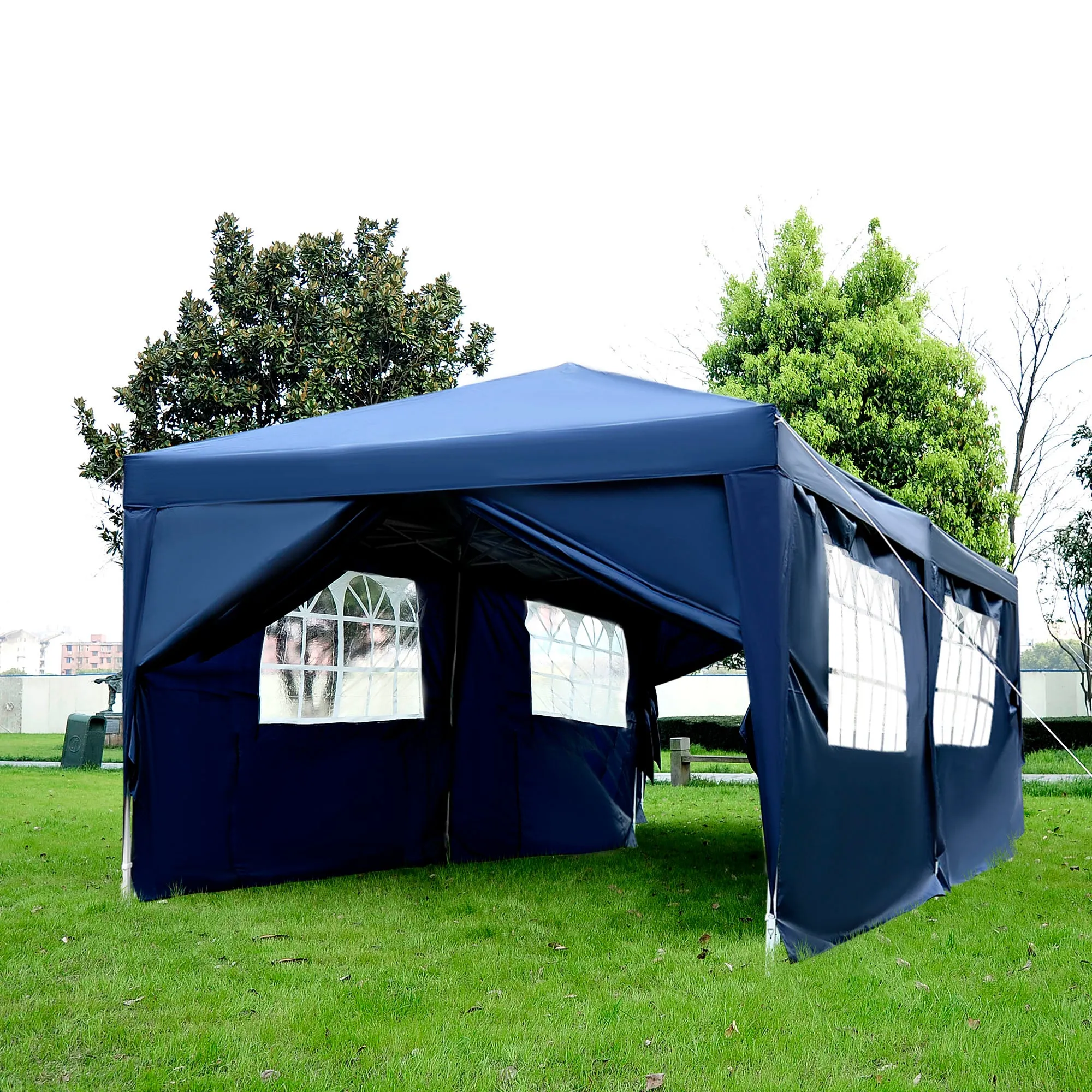 3 x 6m Garden Heavy Duty Water Resistant Pop Up Gazebo Marquee Party Tent Wedding Canopy Awning-Blue