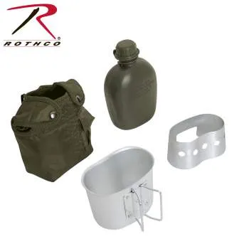 4 Piece Canteen Kit With Cover, Aluminum Cup & Stove / Stand