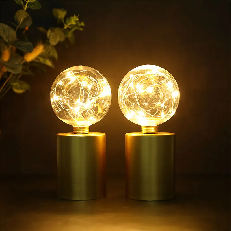 8" Tall Gold Battery Powered Table Lamp（Set of 2 ）