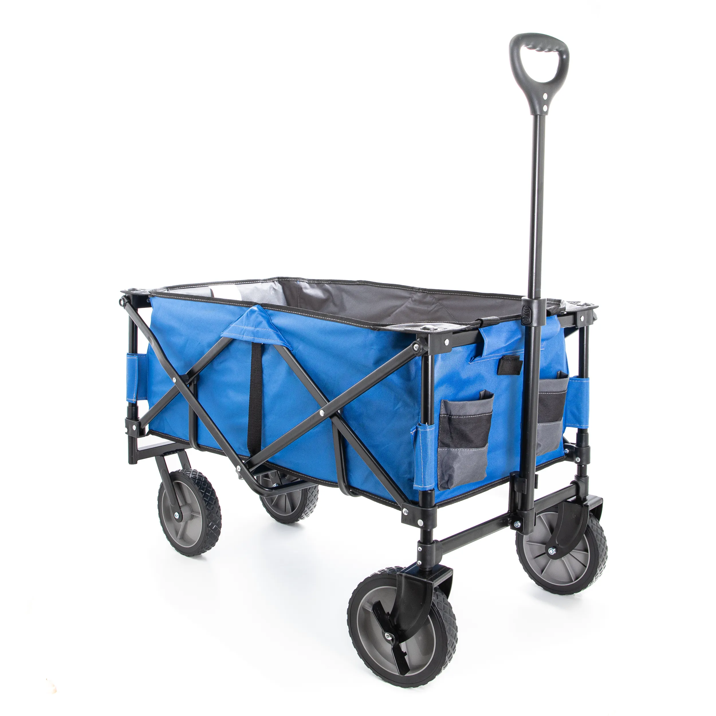 Blue Collapsible Storage Cart, Folding Utility Wagon