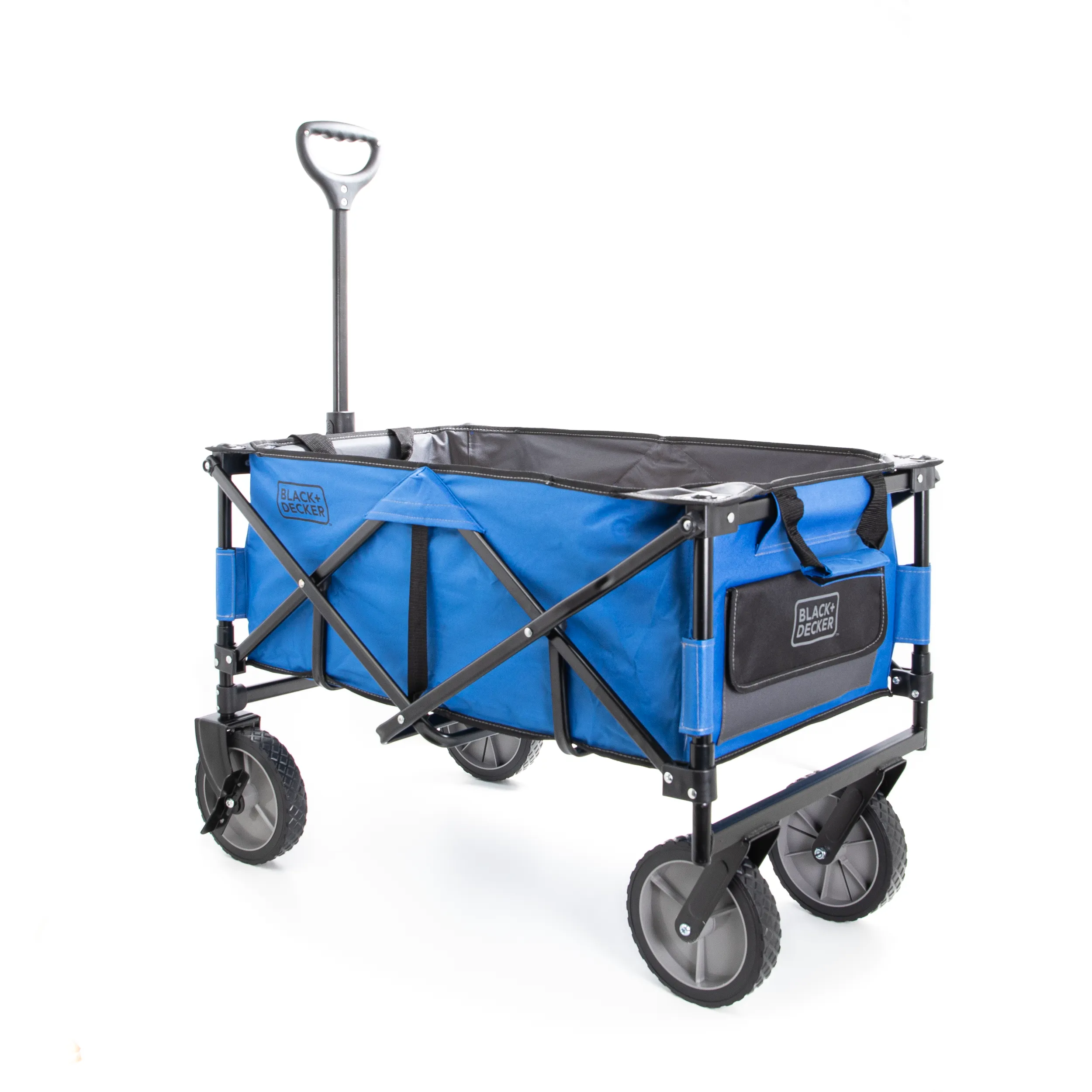 Blue Collapsible Storage Cart, Folding Utility Wagon