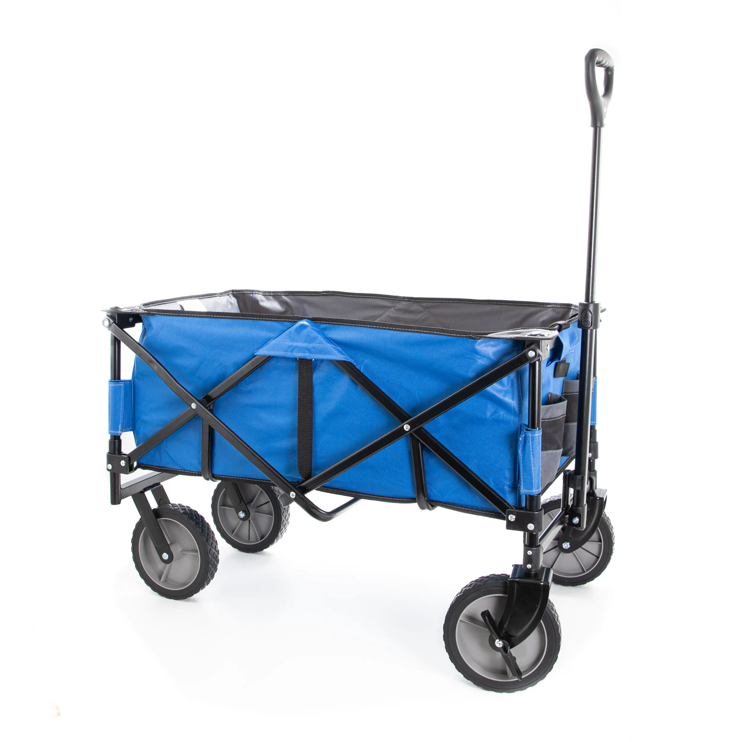 Blue Collapsible Storage Cart, Folding Utility Wagon