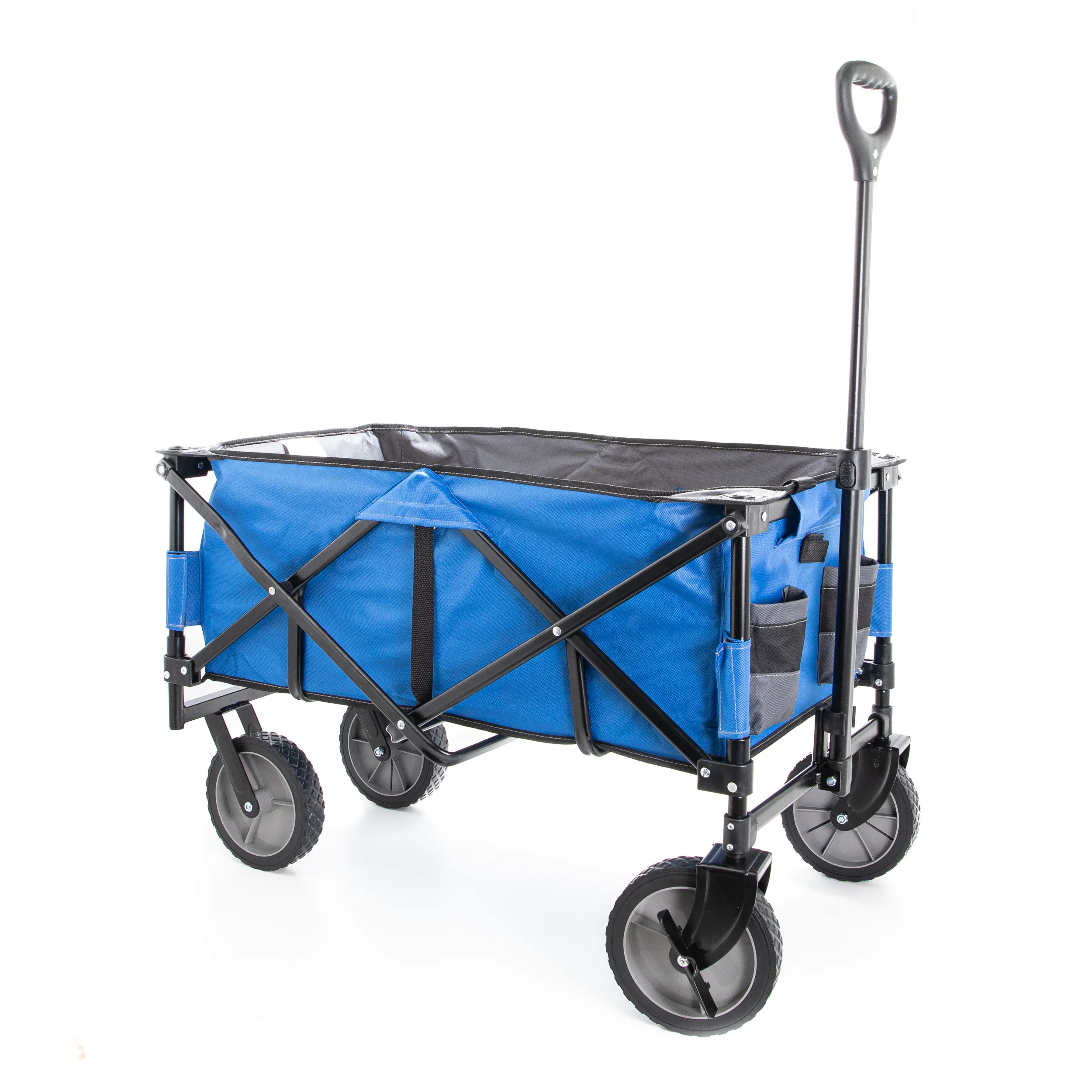 Blue Collapsible Storage Cart, Folding Utility Wagon