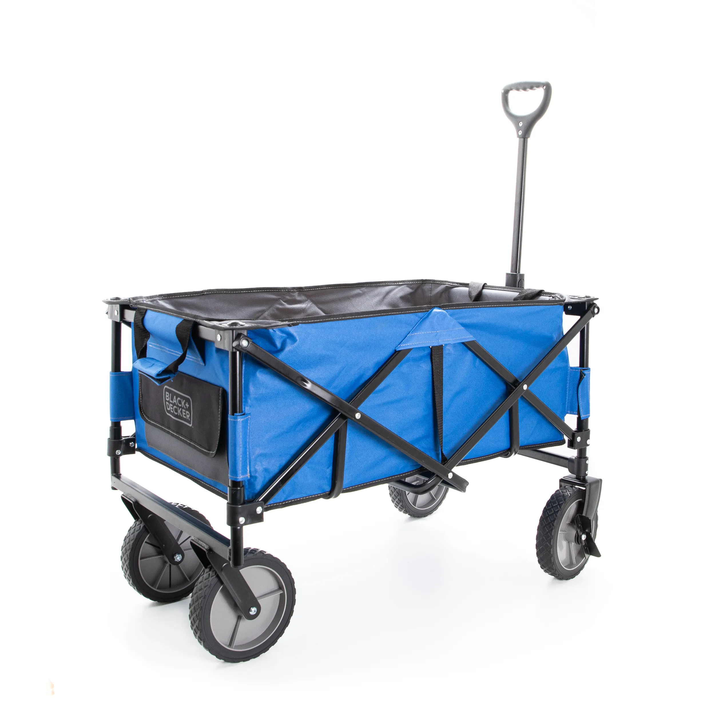 Blue Collapsible Storage Cart, Folding Utility Wagon