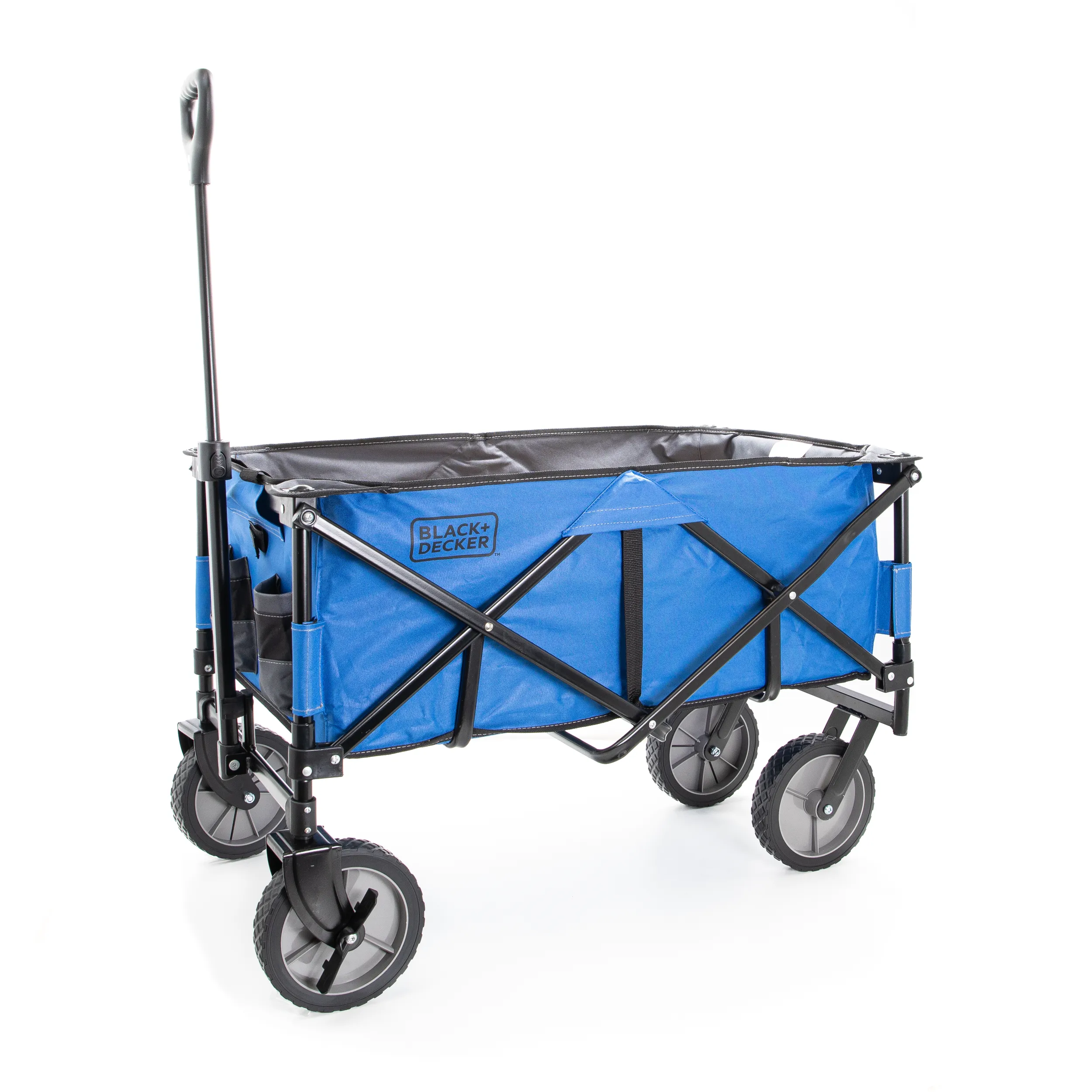 Blue Collapsible Storage Cart, Folding Utility Wagon