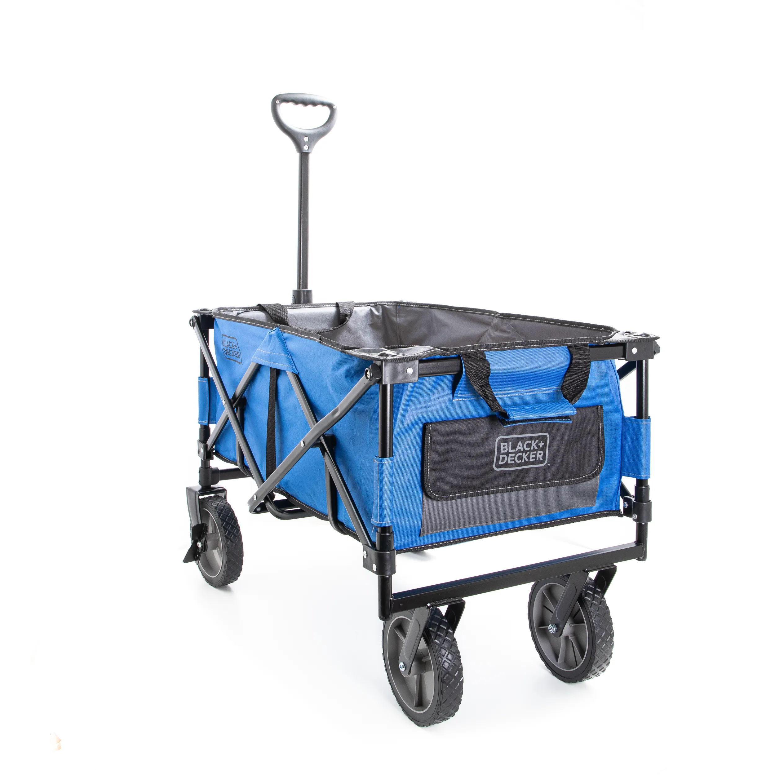 Blue Collapsible Storage Cart, Folding Utility Wagon