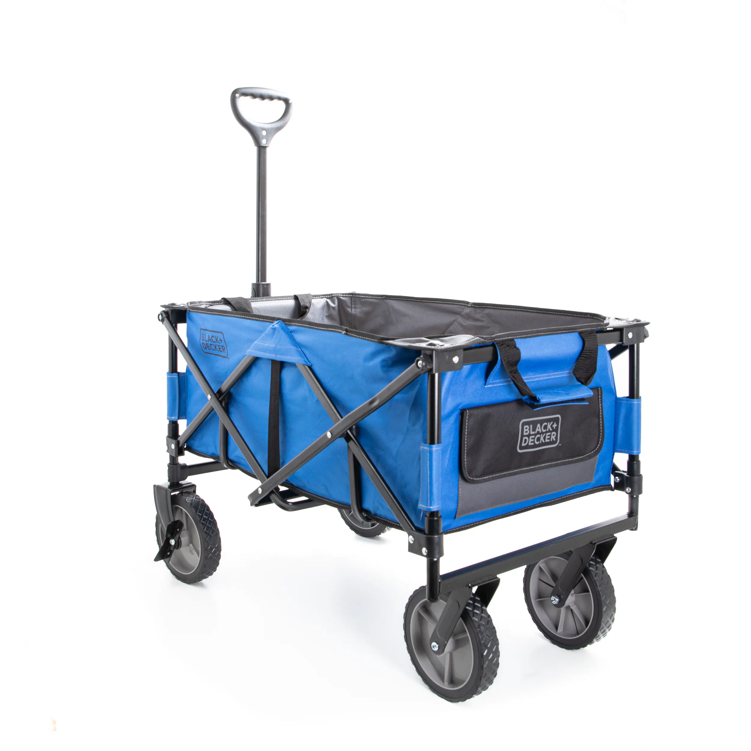 Blue Collapsible Storage Cart, Folding Utility Wagon