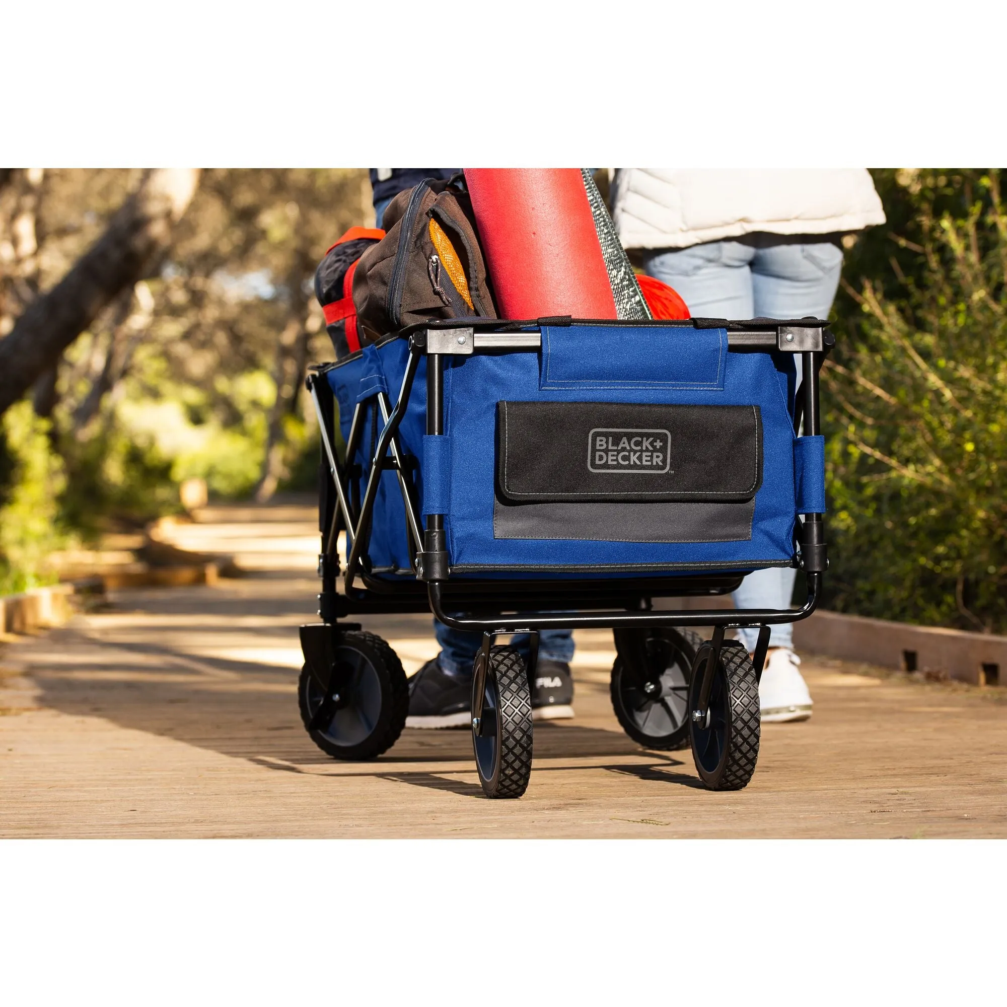 Blue Collapsible Storage Cart, Folding Utility Wagon