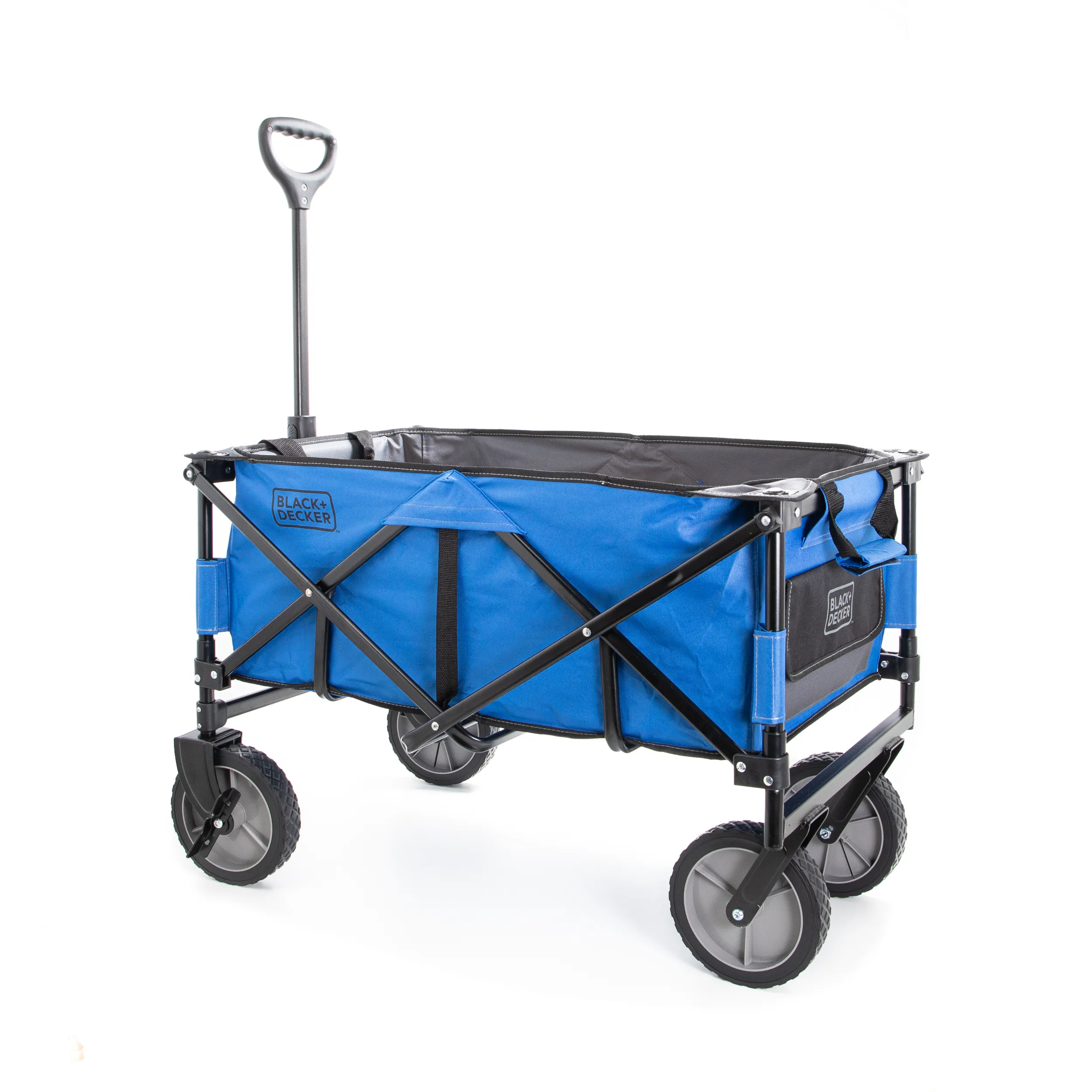 Blue Collapsible Storage Cart, Folding Utility Wagon