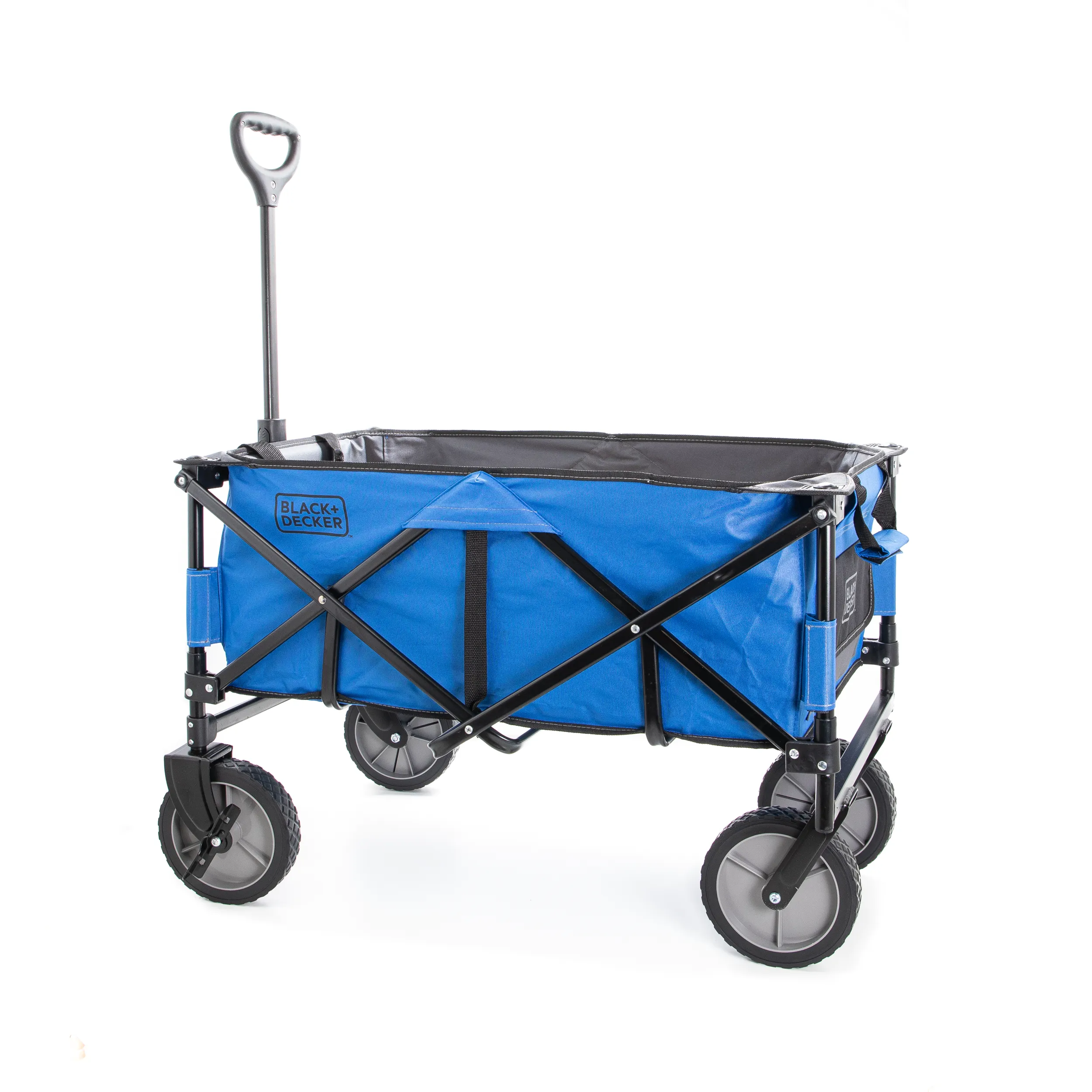 Blue Collapsible Storage Cart, Folding Utility Wagon