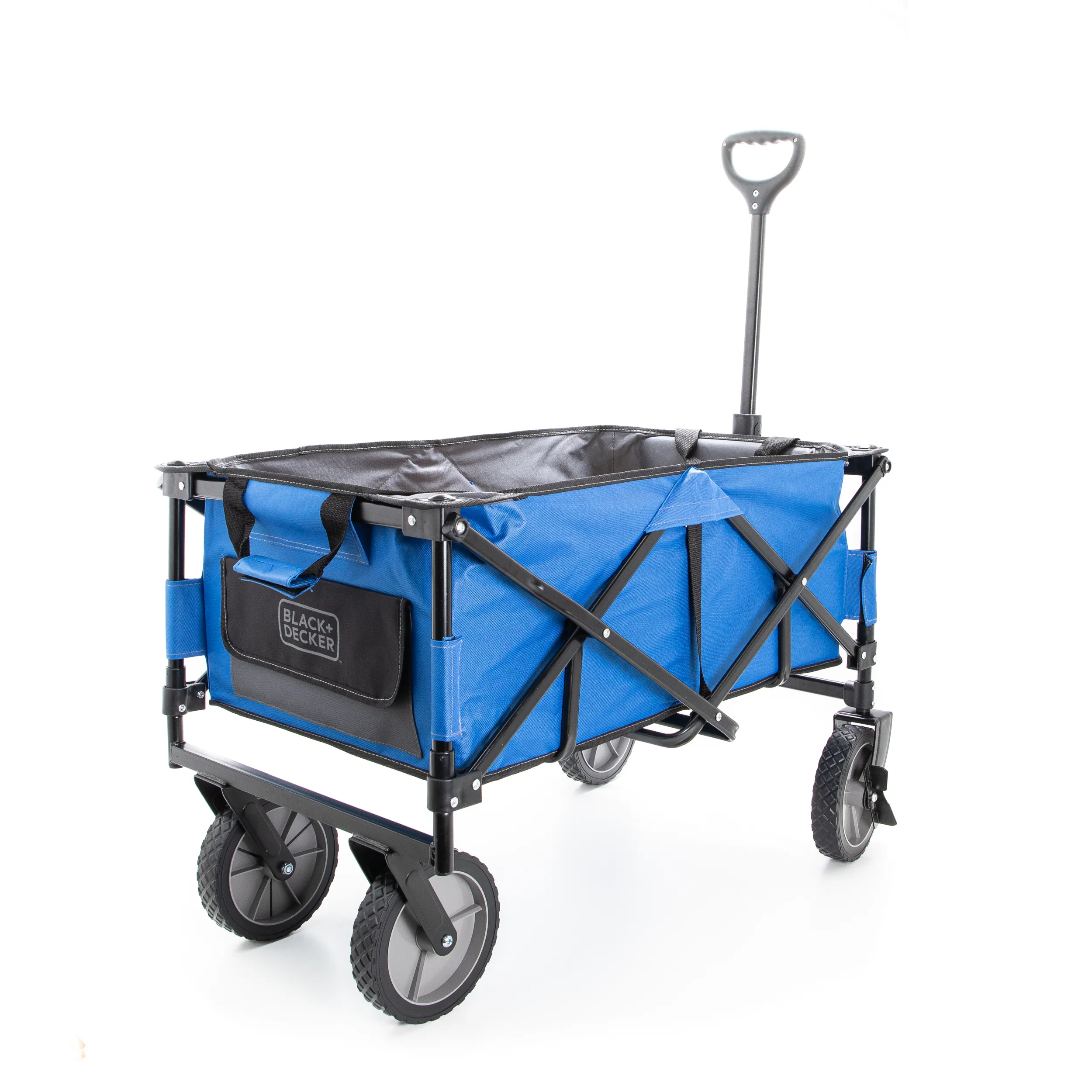 Blue Collapsible Storage Cart, Folding Utility Wagon