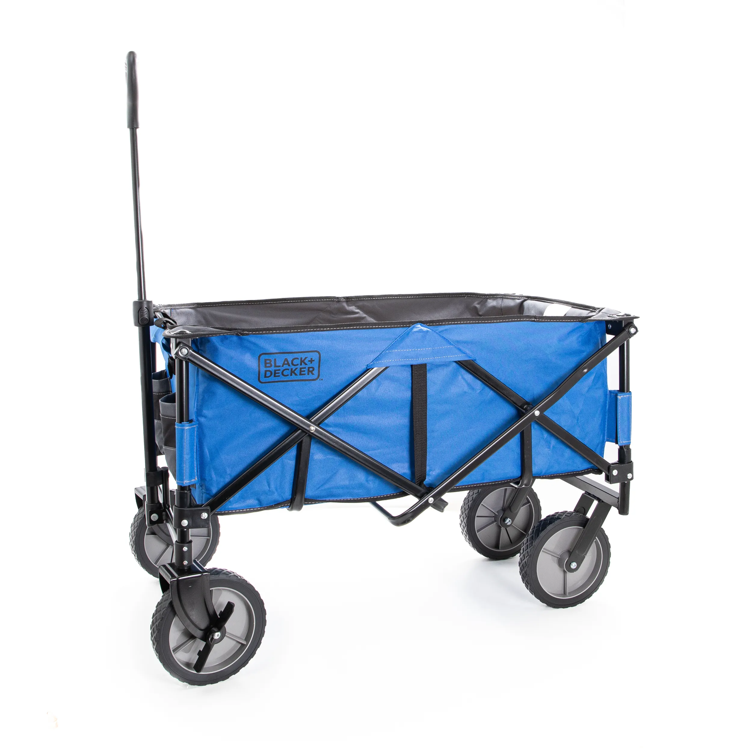 Blue Collapsible Storage Cart, Folding Utility Wagon