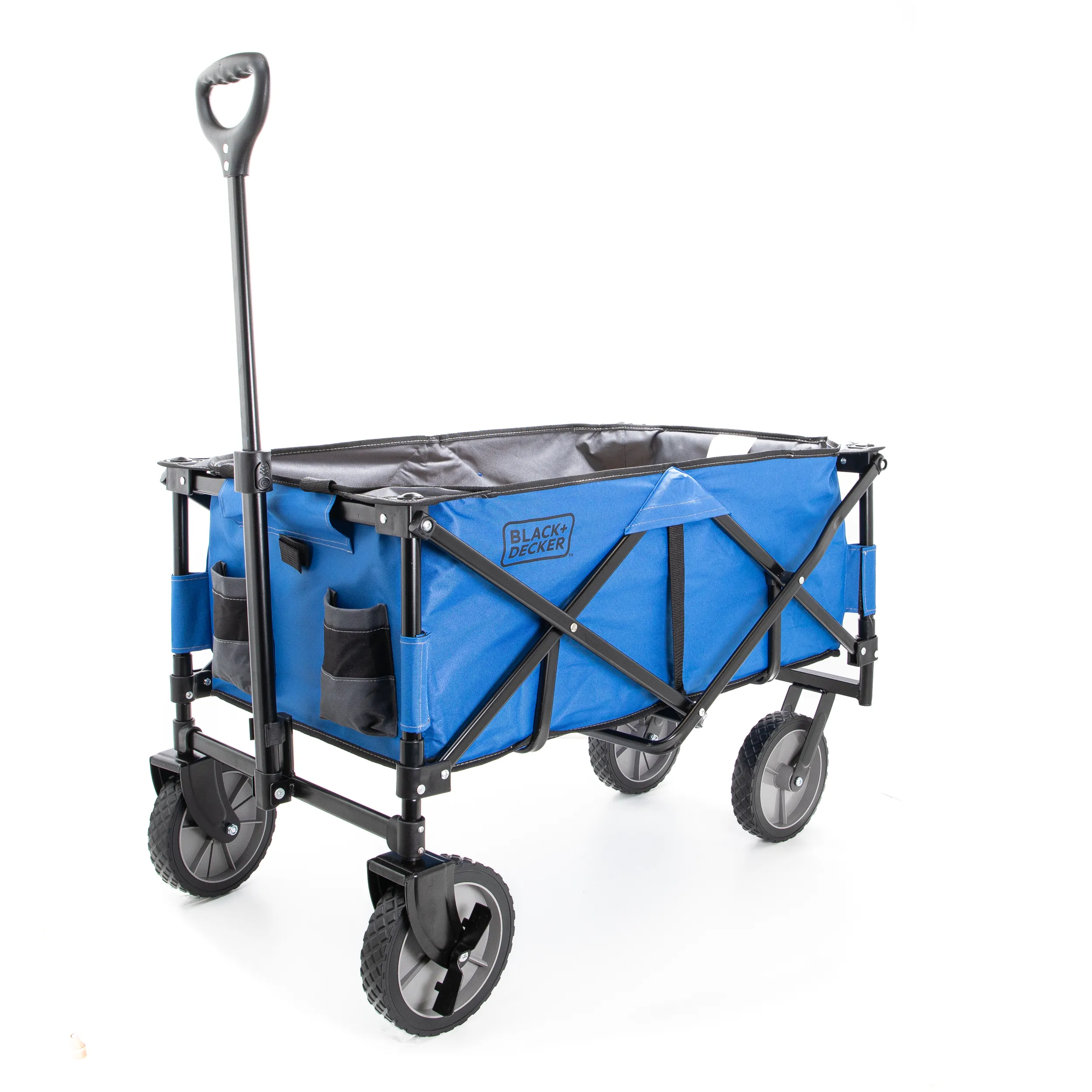 Blue Collapsible Storage Cart, Folding Utility Wagon