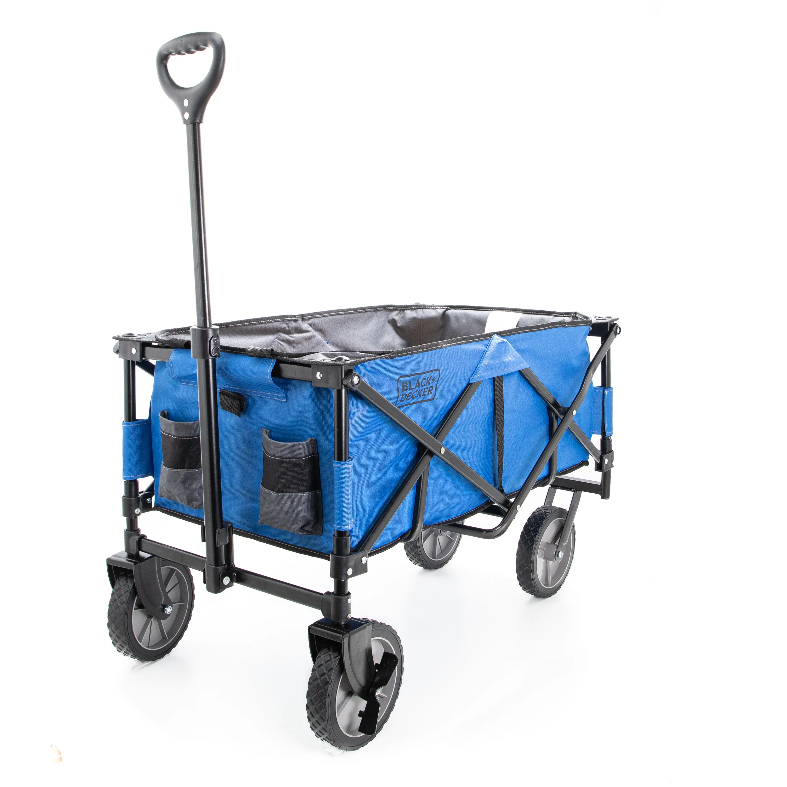 Blue Collapsible Storage Cart, Folding Utility Wagon