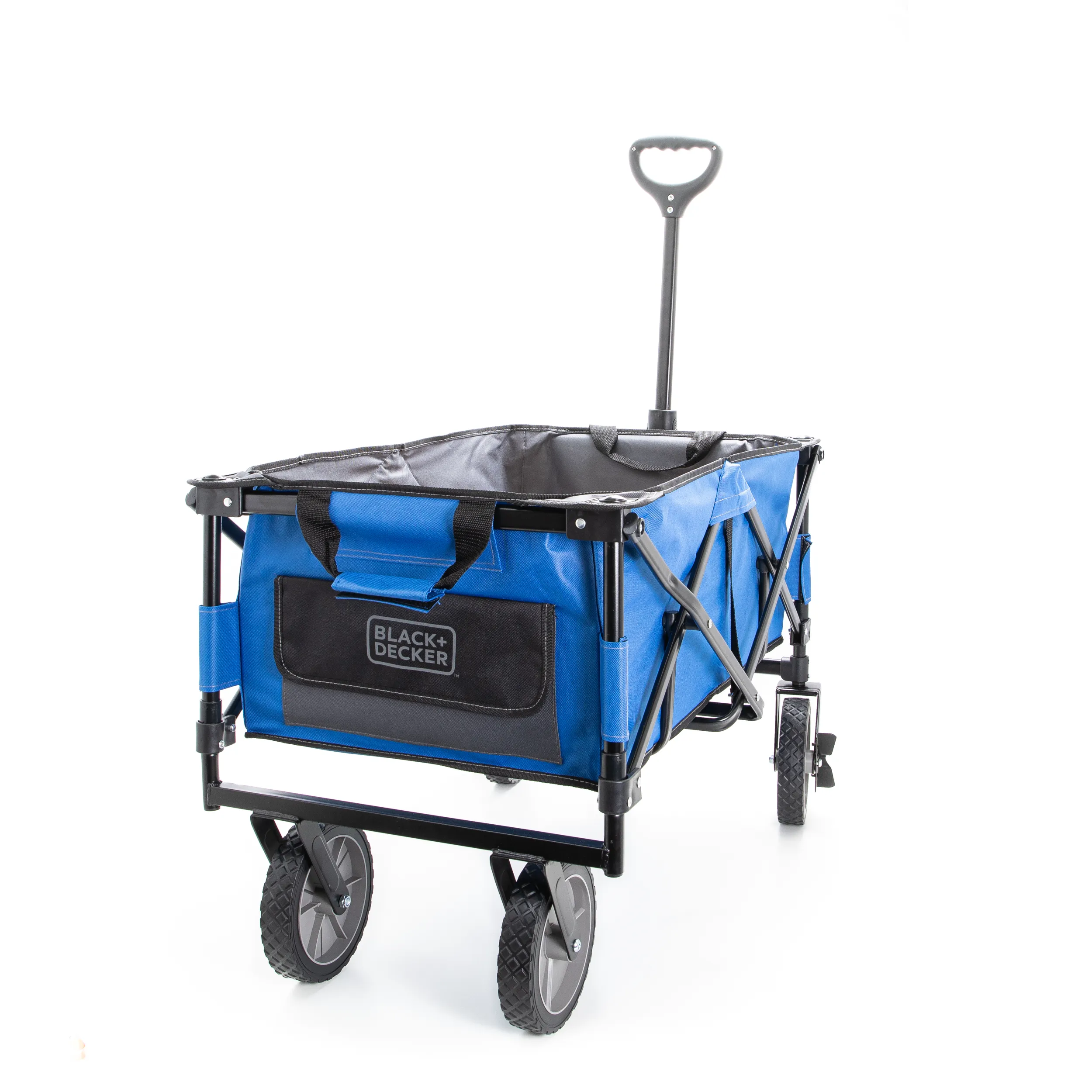 Blue Collapsible Storage Cart, Folding Utility Wagon