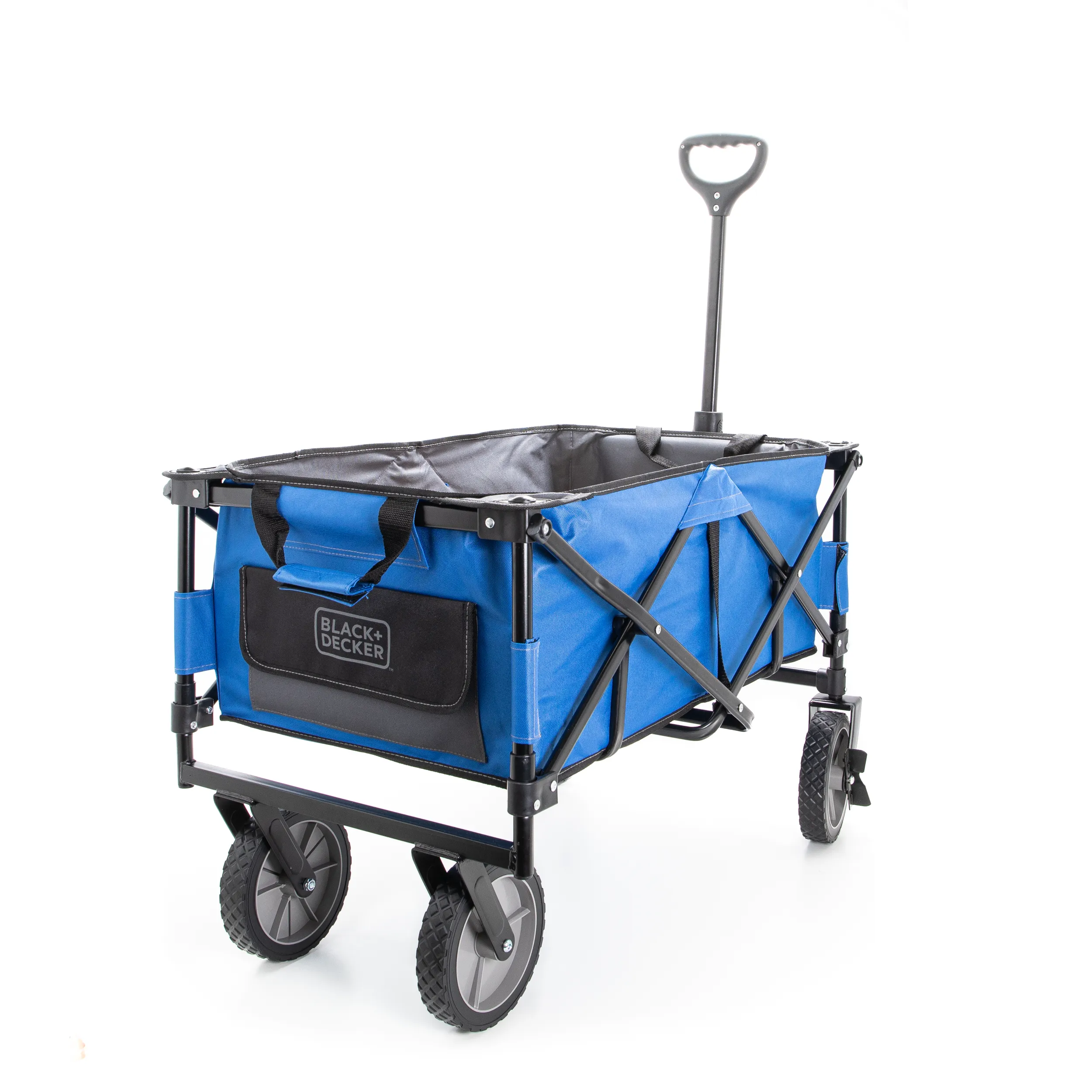 Blue Collapsible Storage Cart, Folding Utility Wagon