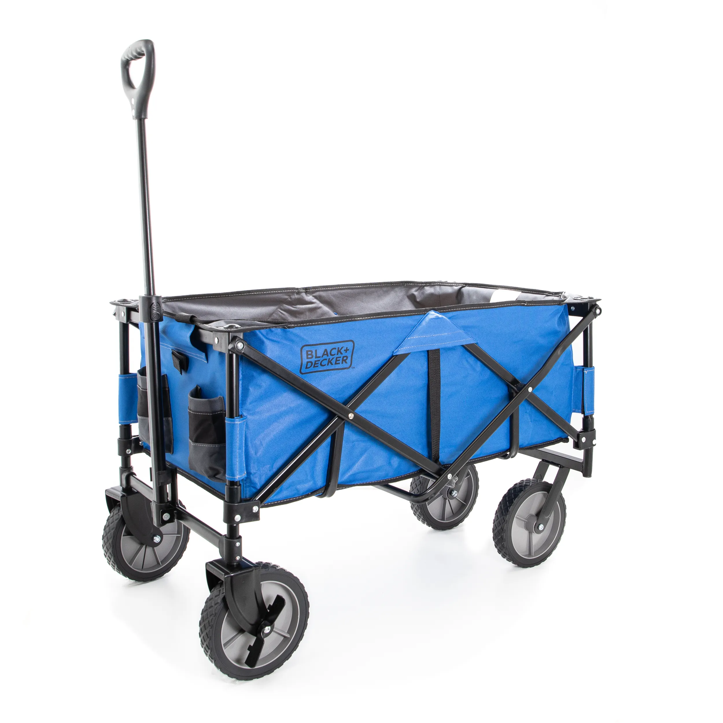 Blue Collapsible Storage Cart, Folding Utility Wagon