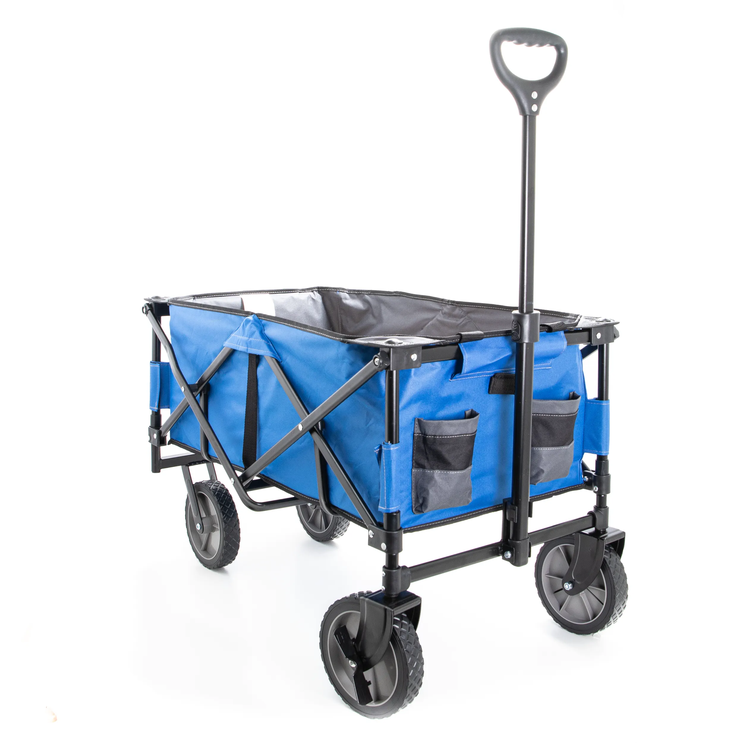 Blue Collapsible Storage Cart, Folding Utility Wagon