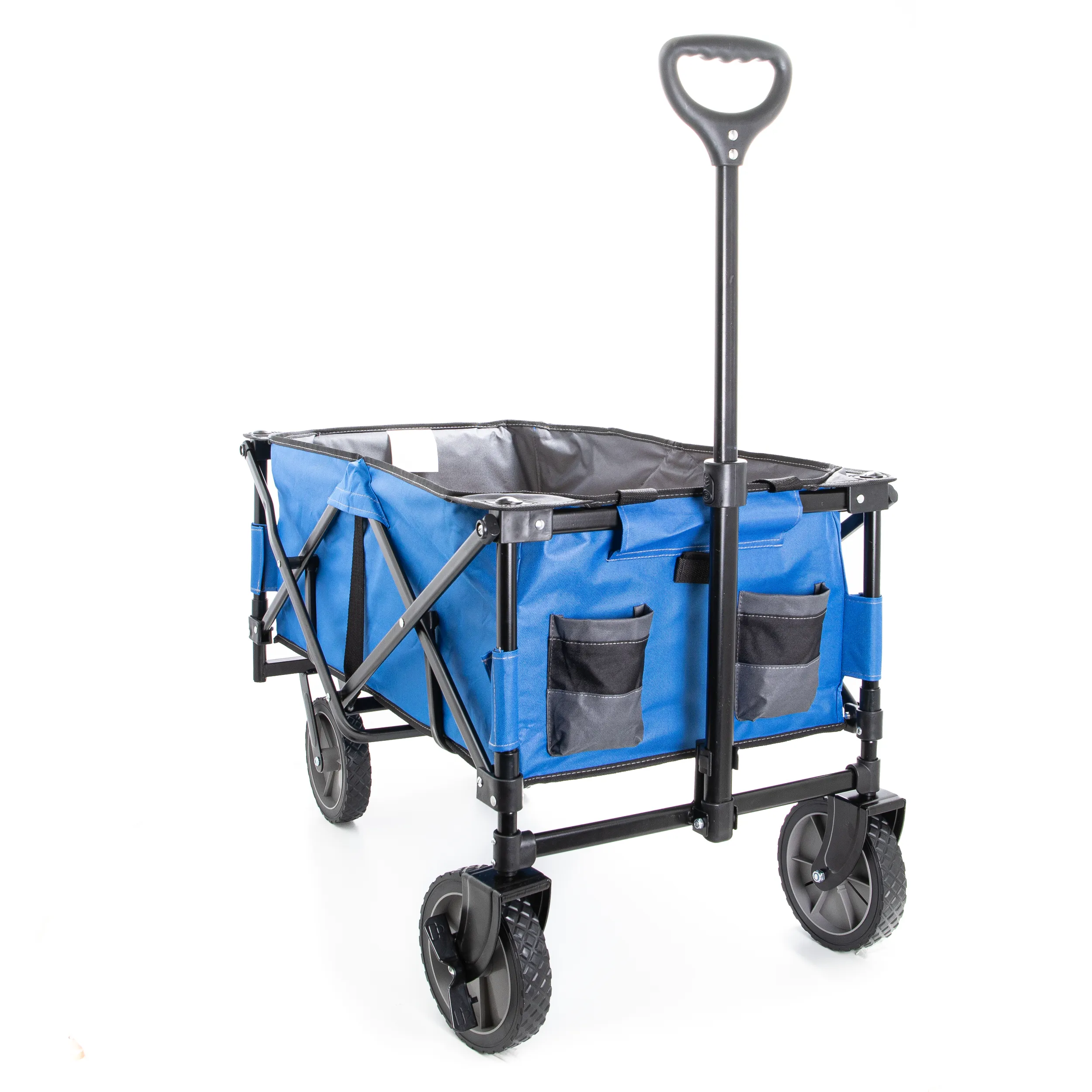 Blue Collapsible Storage Cart, Folding Utility Wagon