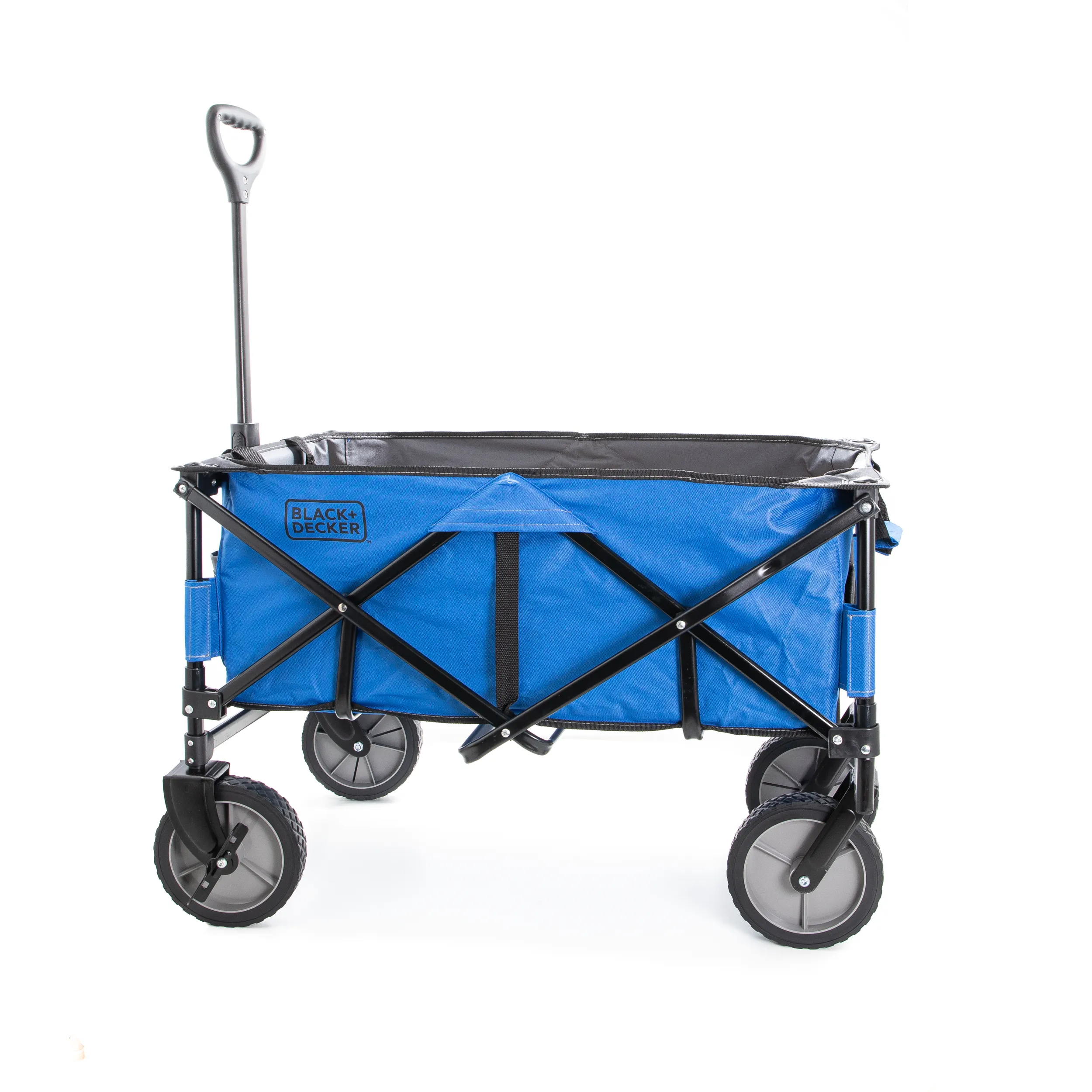 Blue Collapsible Storage Cart, Folding Utility Wagon