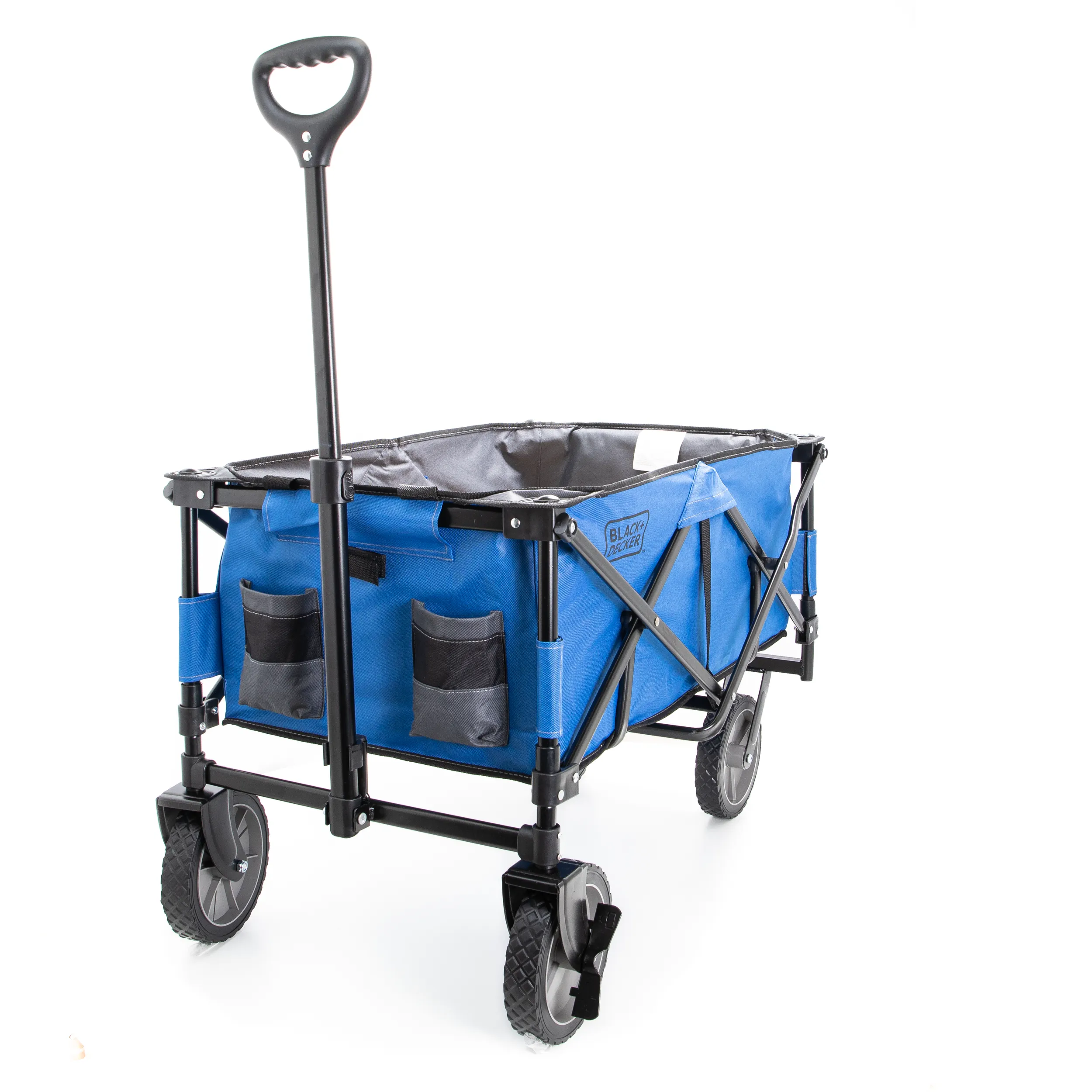 Blue Collapsible Storage Cart, Folding Utility Wagon