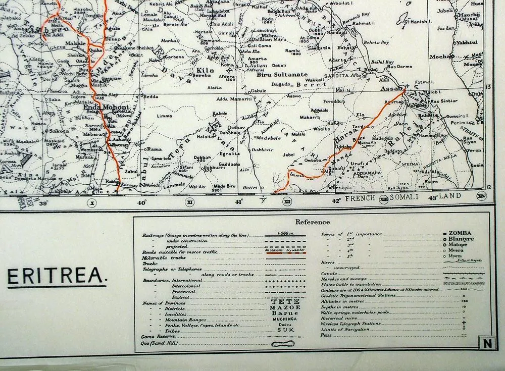 British WW2 Mulberry Leaf Tissue Map: Eritrea