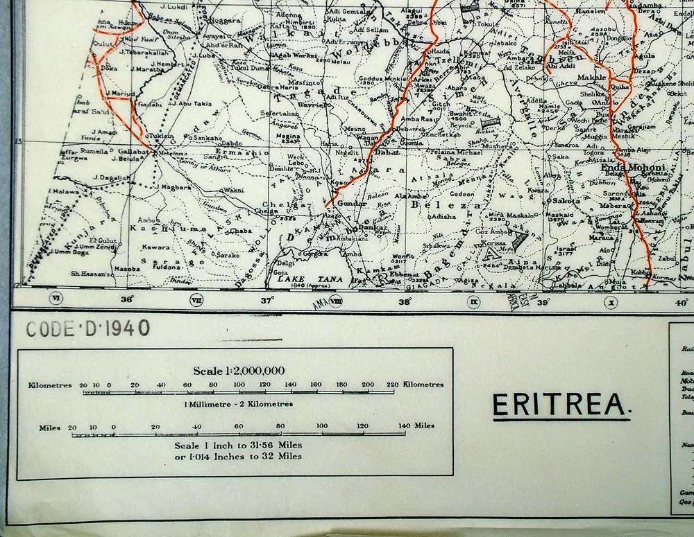 British WW2 Mulberry Leaf Tissue Map: Eritrea