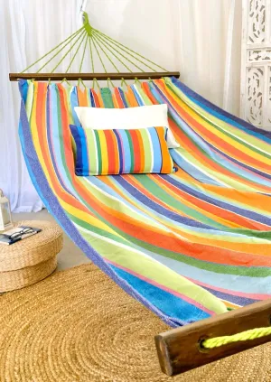 Cotton Hammock With Wood Spreader Bars | RAINBOW