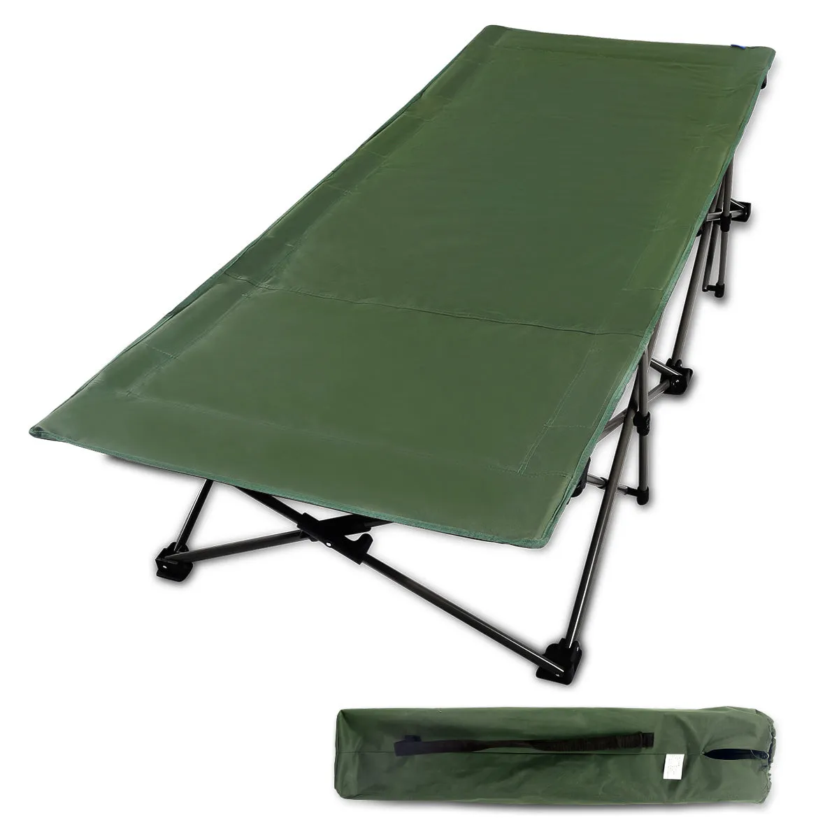 Extra Wide Folding Camping Cot for Adults, Grey Blue Green