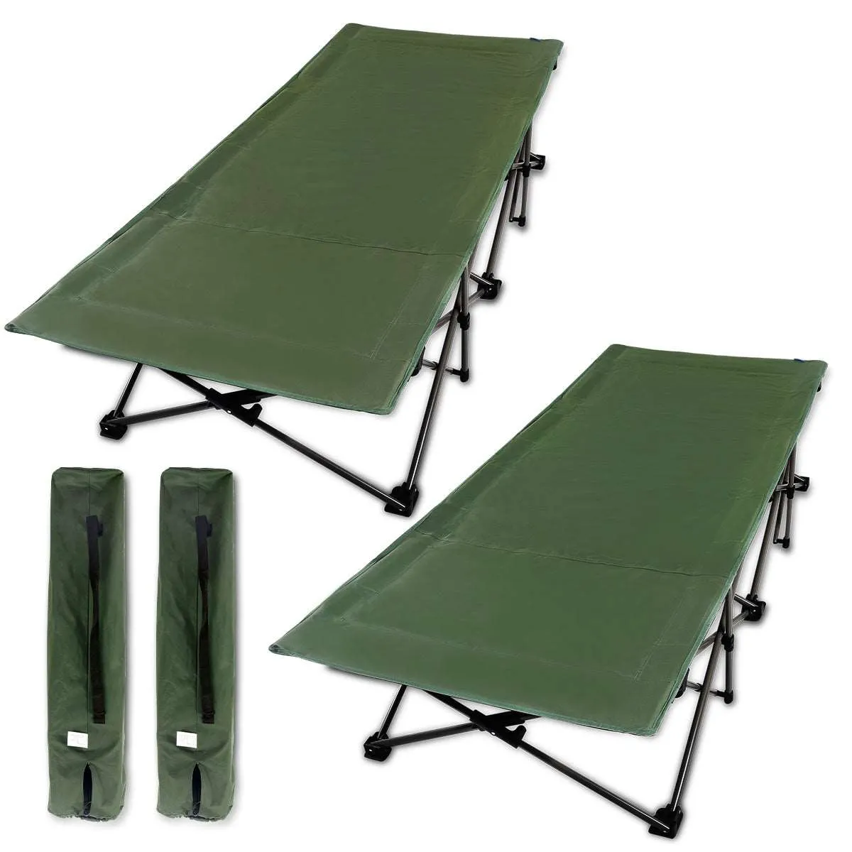 Extra Wide Folding Camping Cot for Adults, Grey Blue Green