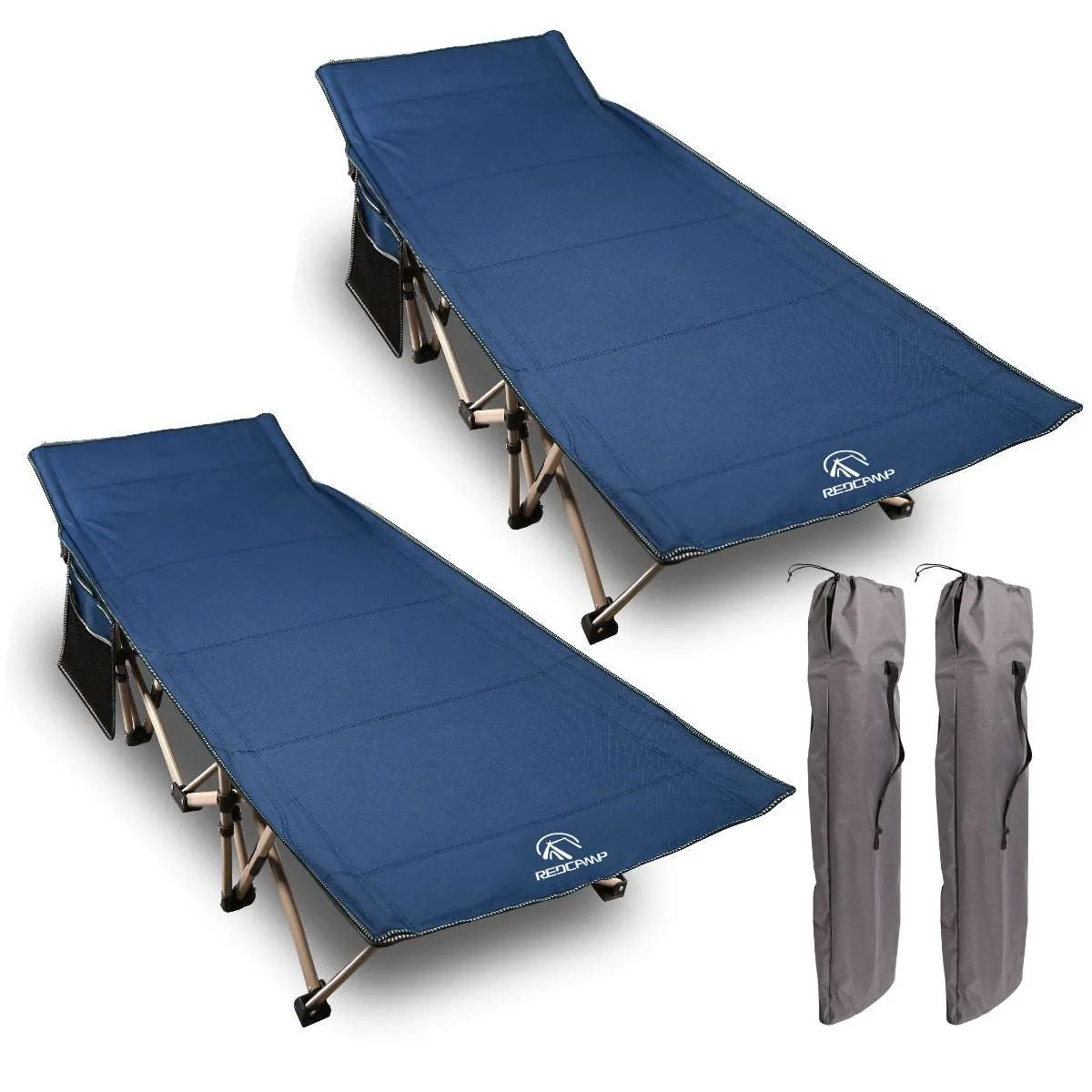 Extra Wide Folding Camping Cot for Adults, Grey Blue Green