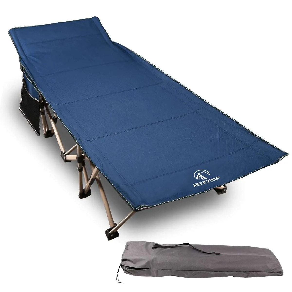 Extra Wide Folding Camping Cot for Adults, Grey Blue Green