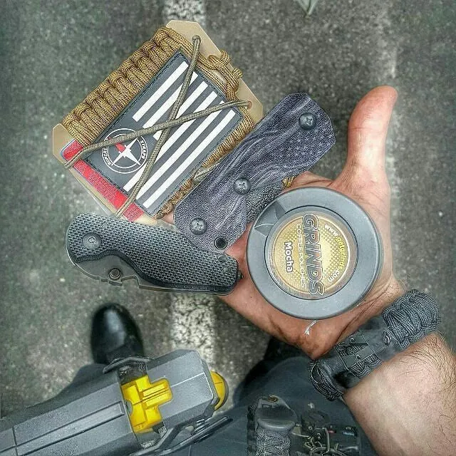 First Responder Strap - Police LEO backup duty gear w/ light, cuff key, seatbelt cutter, compass.