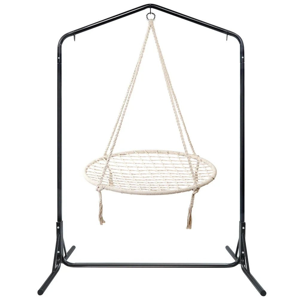 Gardeon Hammock Chair Kids Swing with Stand 100cm - Cream