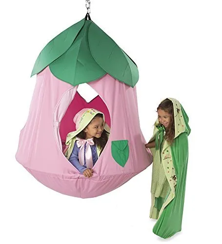 HearthSong Cozy Posy HugglePod Hanging Play Tent with Crescent Stand