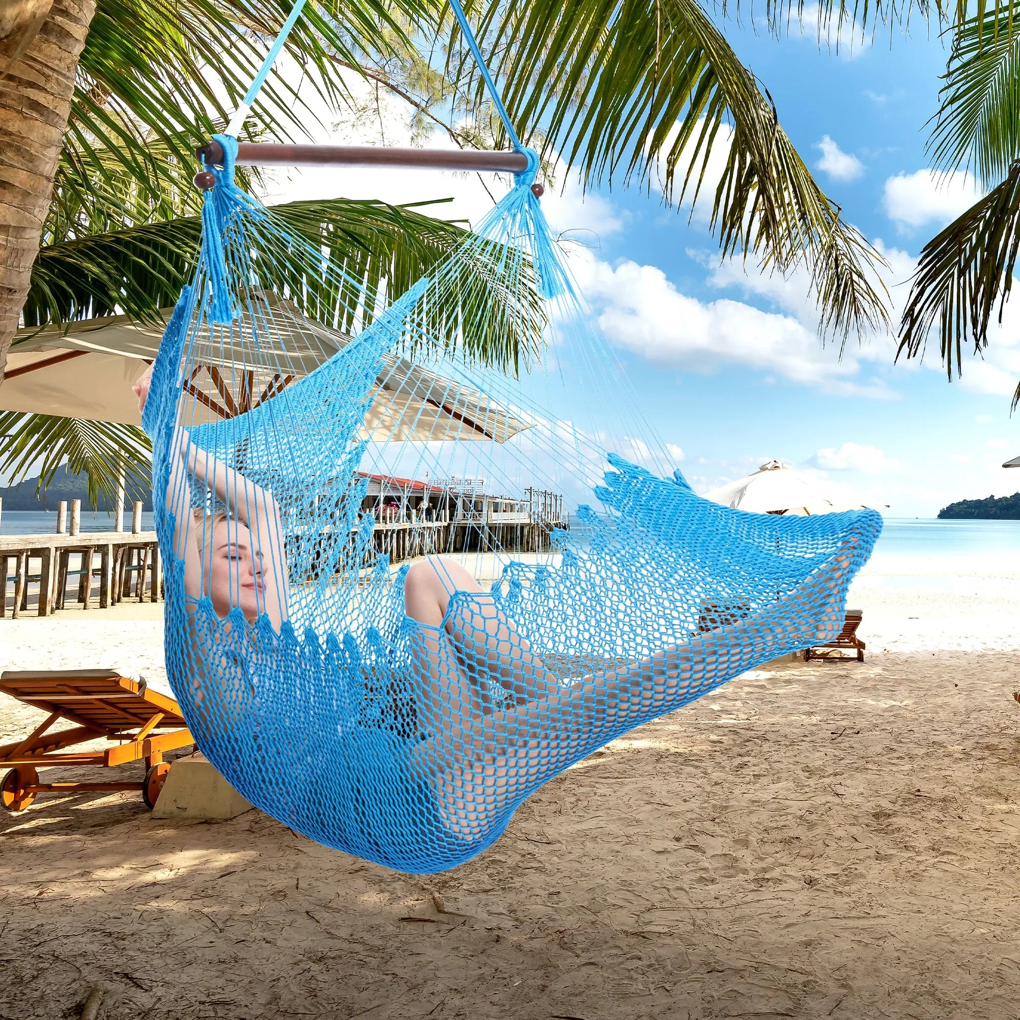 Large Caribbean Hammock Chair - Light Blue