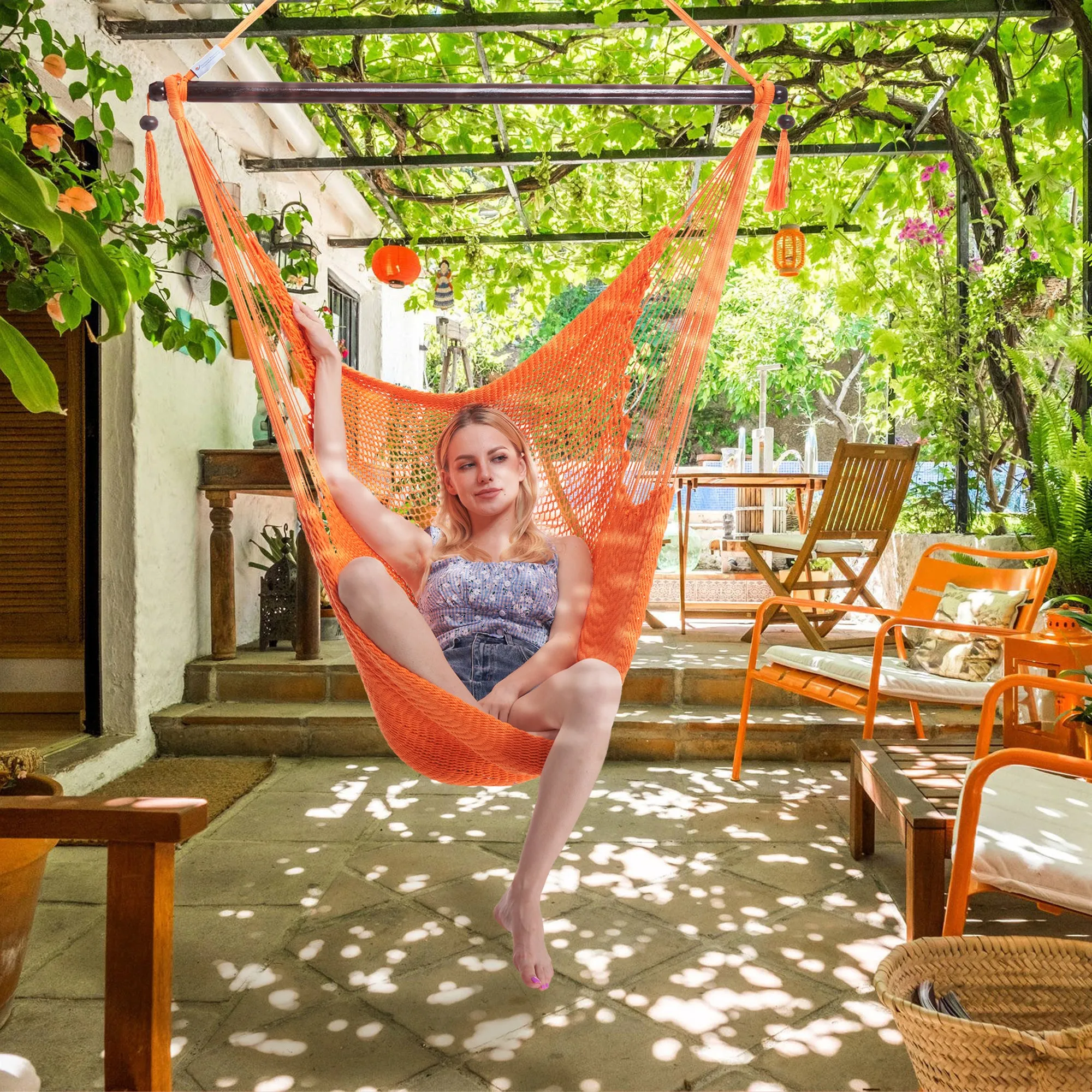 Large Caribbean Hammock Chair - Orange