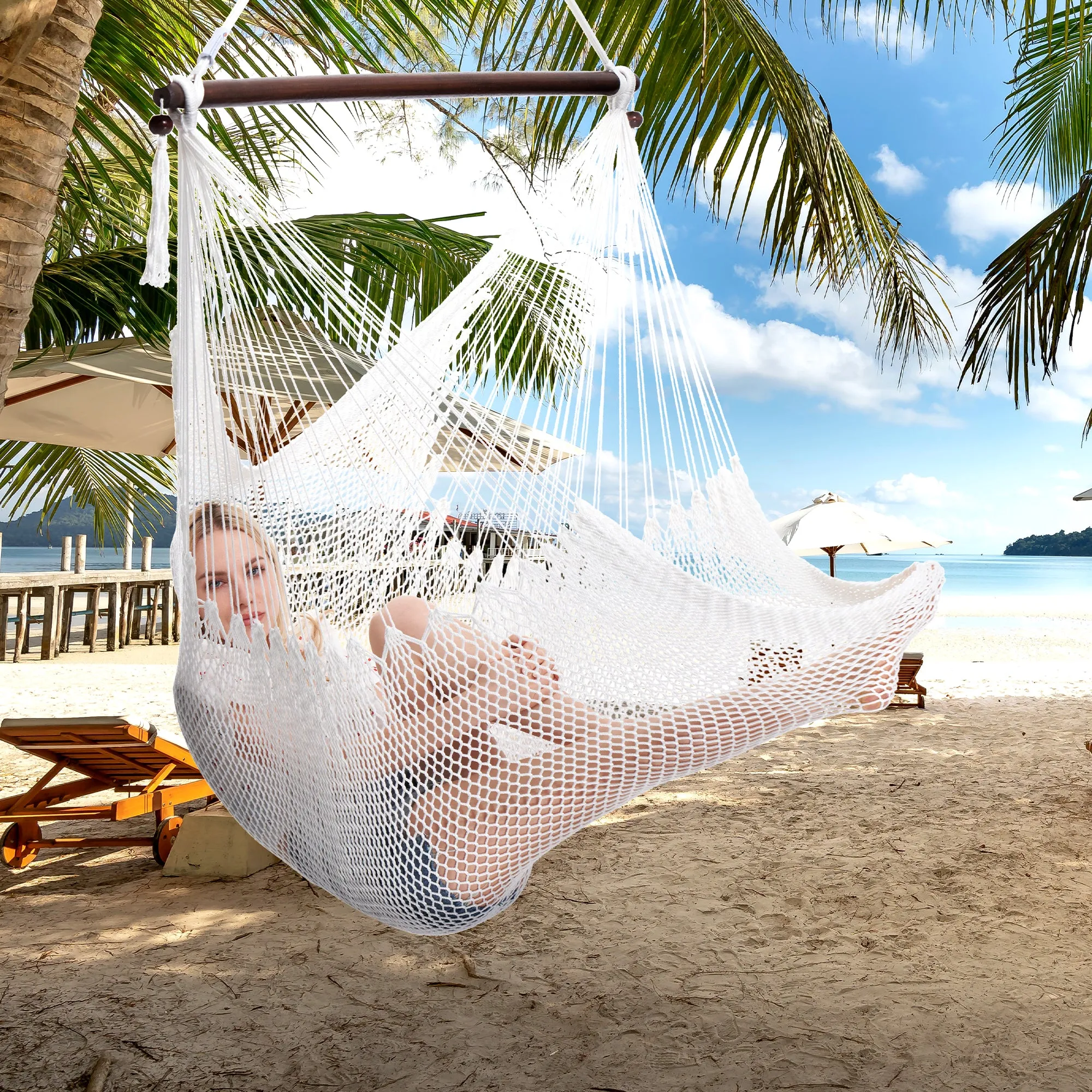 Large Caribbean Hammock Chair - White