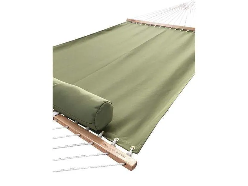 Olefin Double Hammock with Matching Pillow - Quick Dry and Bamboo Stand