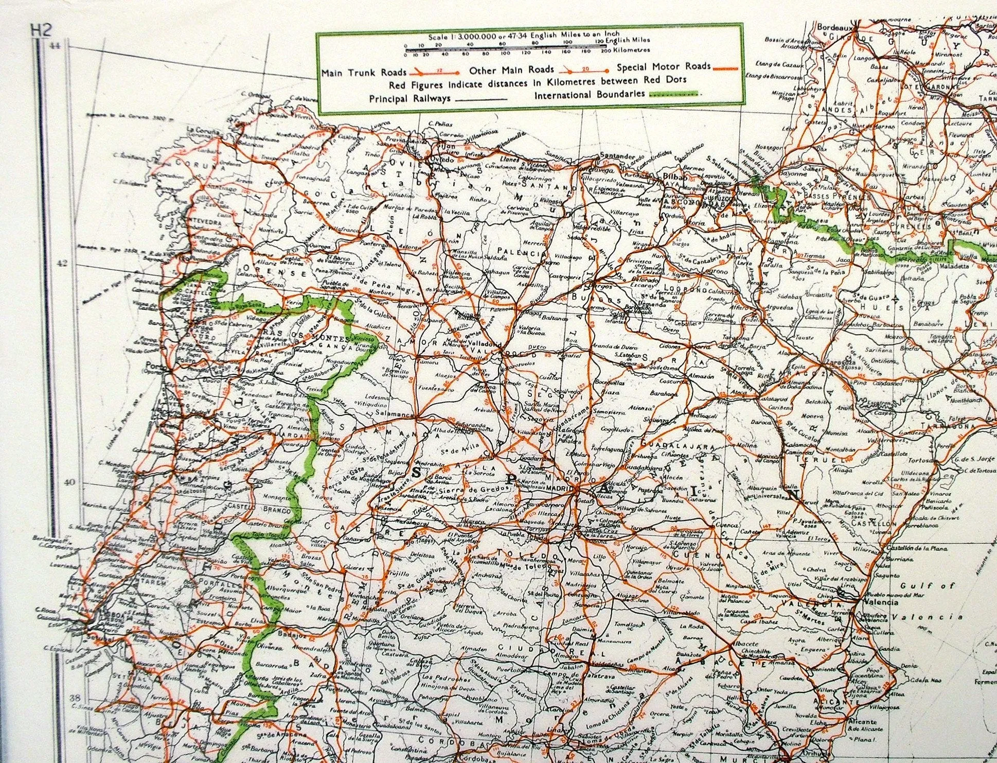 Original British WWII Mulberry Leaf Tissue Map: Spain, Portugal, Sardinia