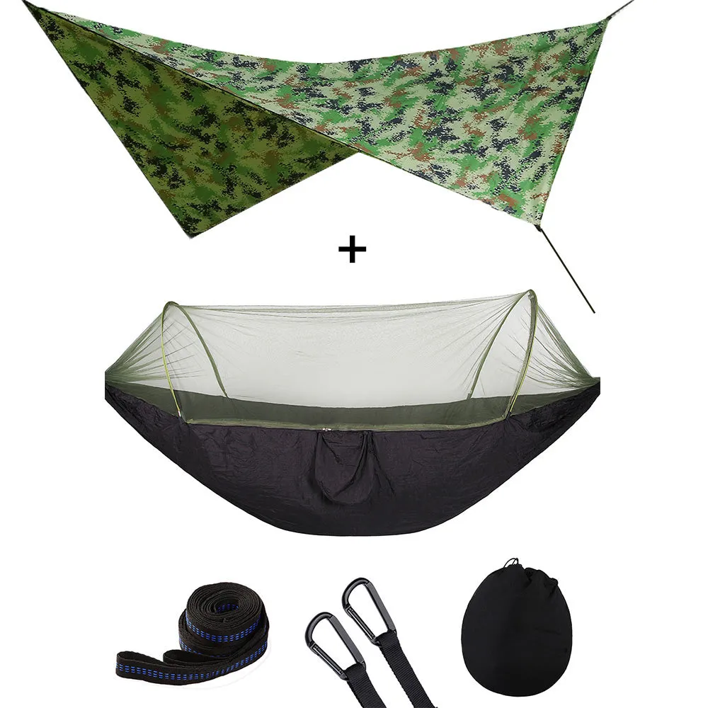 Outdoor Automatic Quick Open Mosquito Net Hammock Tent With Waterproof Canopy Awning Set Hammock Portable Pop-Up