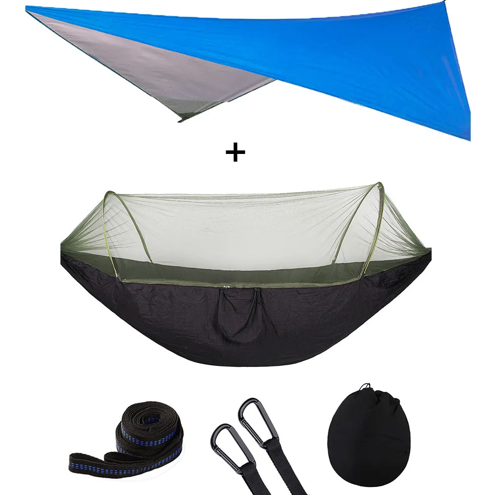 Outdoor Automatic Quick Open Mosquito Net Hammock Tent With Waterproof Canopy Awning Set Hammock Portable Pop-Up