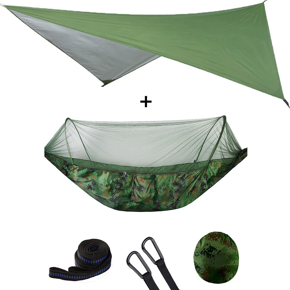 Outdoor Automatic Quick Open Mosquito Net Hammock Tent With Waterproof Canopy Awning Set Hammock Portable Pop-Up