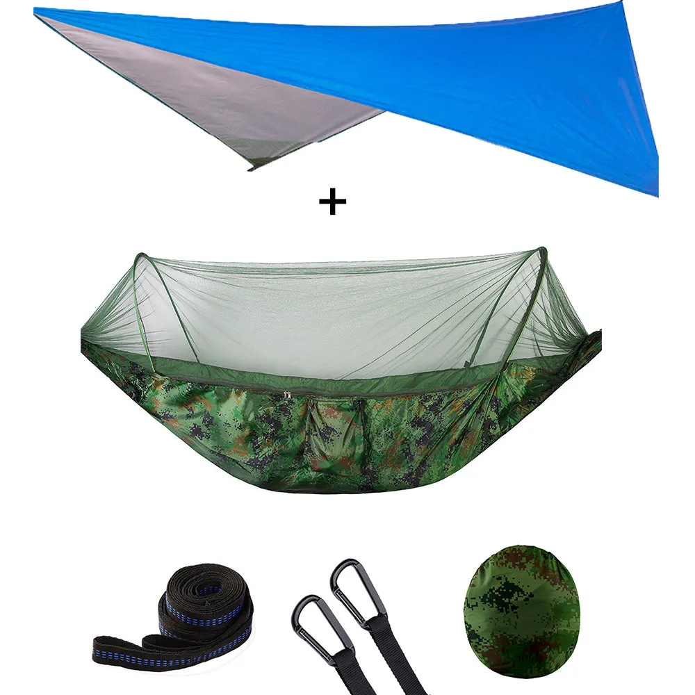 Outdoor Automatic Quick Open Mosquito Net Hammock Tent With Waterproof Canopy Awning Set Hammock Portable Pop-Up