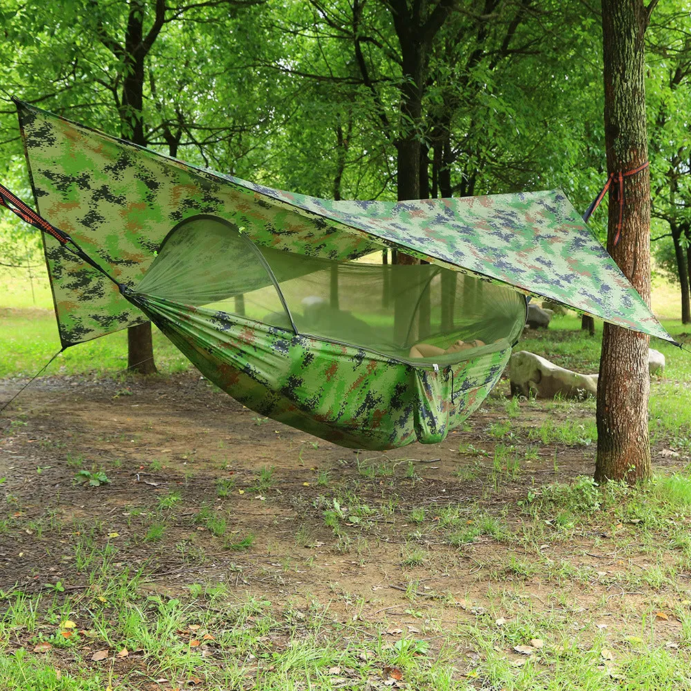 Outdoor Automatic Quick Open Mosquito Net Hammock Tent With Waterproof Canopy Awning Set Hammock Portable Pop-Up